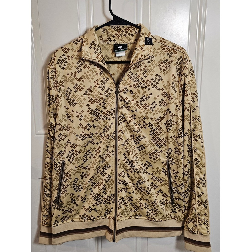 Vintage LRG Lifted Research Group Track Jacket Tan Brown All Over Print Size M - Picture 2 of 12